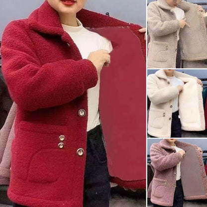💥🔥☃️Chaqueta cálida para mujer 2025, nueva moda, terciopelo, imitación de lana de cordero gruesa.