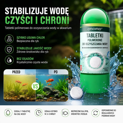 【Kup 1, a 1 dostaniesz gratis】💦🐟Tabletki oczyszczające polimery ｜Szybko usuwają chlor i stabilizują wodę ｜Podmiana wody w akwarium bez osadzania się wody