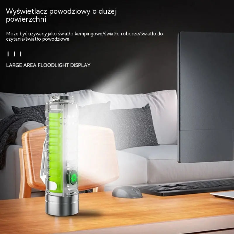 👍👍 Kompaktowa latarka o dużej mocy z wielofunkcyjnym światłem bocznym, szybkim ładowaniem przez USB-C, wygodna w przenoszeniu i wyposażona w baterię o wyjątkowo długim czasie pracy.
