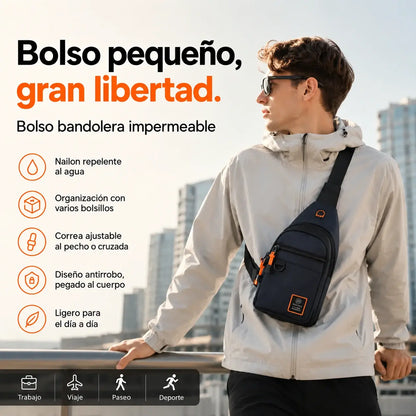 🎒 ✨ Bolso bandolera resistente al agua con múltiples bolsillos – almacenamiento organizado, correa ajustable y puerto para auriculares