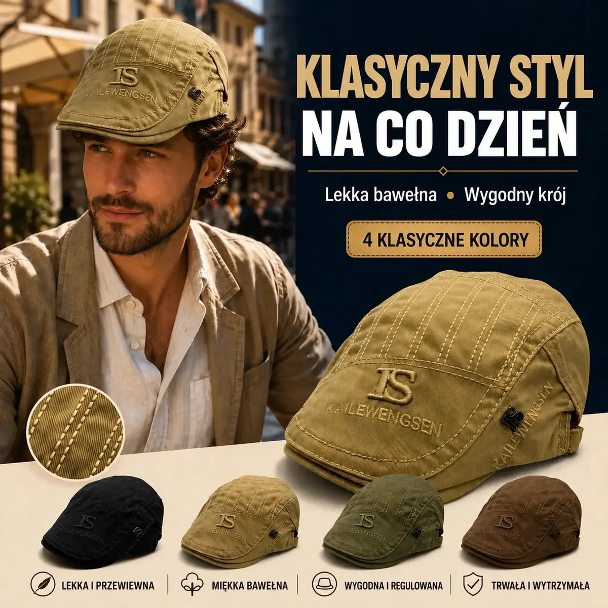 💥【Oferta ograniczona czasowo】💥 Nowy, elegancki beret ze 100% bawełny, przewiewny i chroniący przed słońcem.