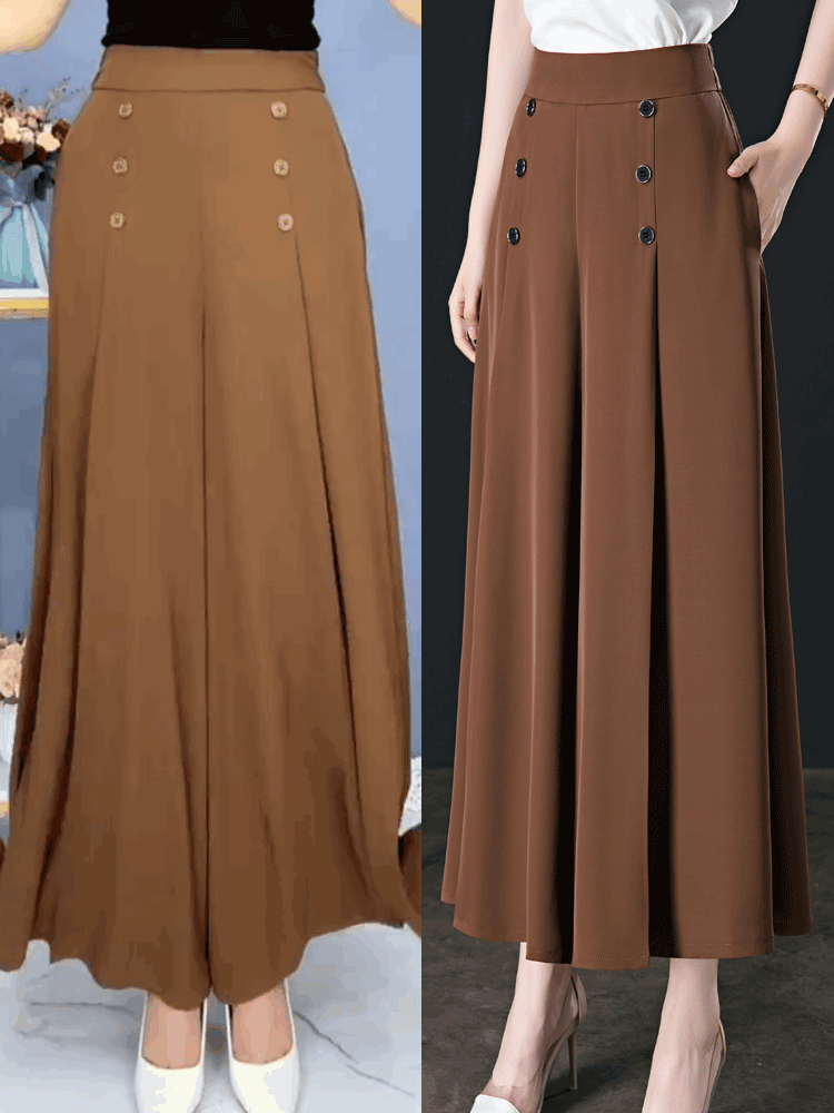 【M-5XL】Модна драпирана пола с висока талия и широк крачол за жени