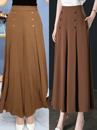 【M-5XL】Модна драпирана пола с висока талия и широк крачол за жени