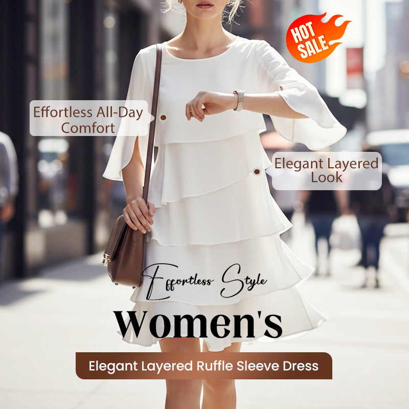 💃🎁【S-3XL】✨Елегантна многопластова рокля с волани на маншетите, стилна и изискана💃