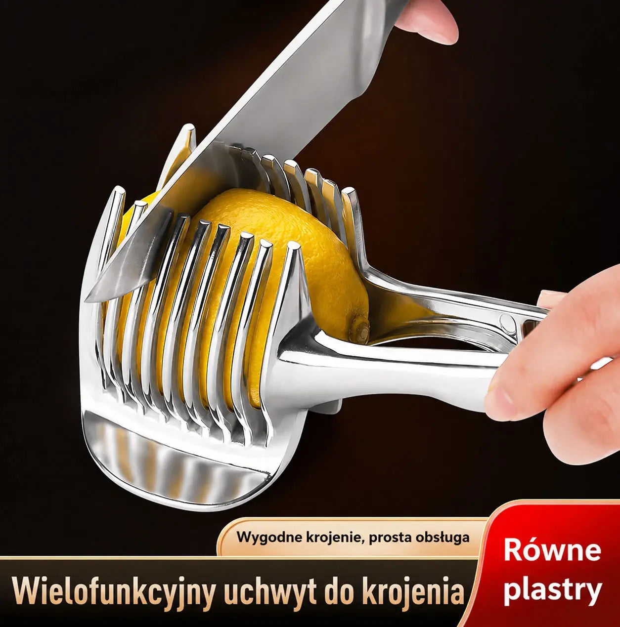 Ręczna krajalnica kuchenna ze stali nierdzewnej | Prowadnica do równomiernego krojenia pomidorów, cytryn, cebuli i innych produktów
