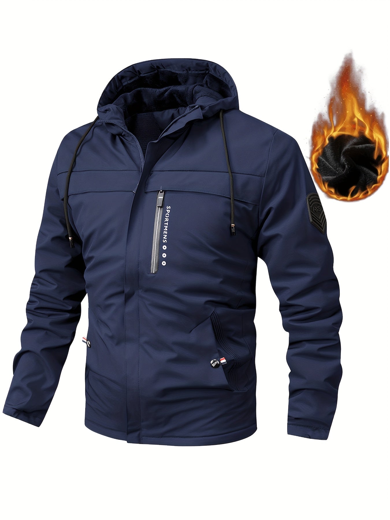 🧥🔥【XS-XL】Chaqueta con capucha de forro polar cálido para hombre Chaqueta de invierno al aire libre Chaqueta impermeable