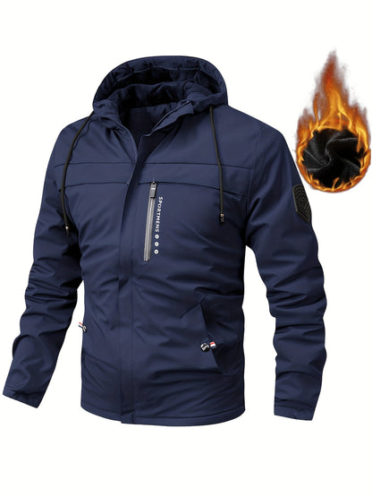 🧥🔥【XS-XL】Chaqueta con capucha de forro polar cálido para hombre Chaqueta de invierno al aire libre Chaqueta impermeable