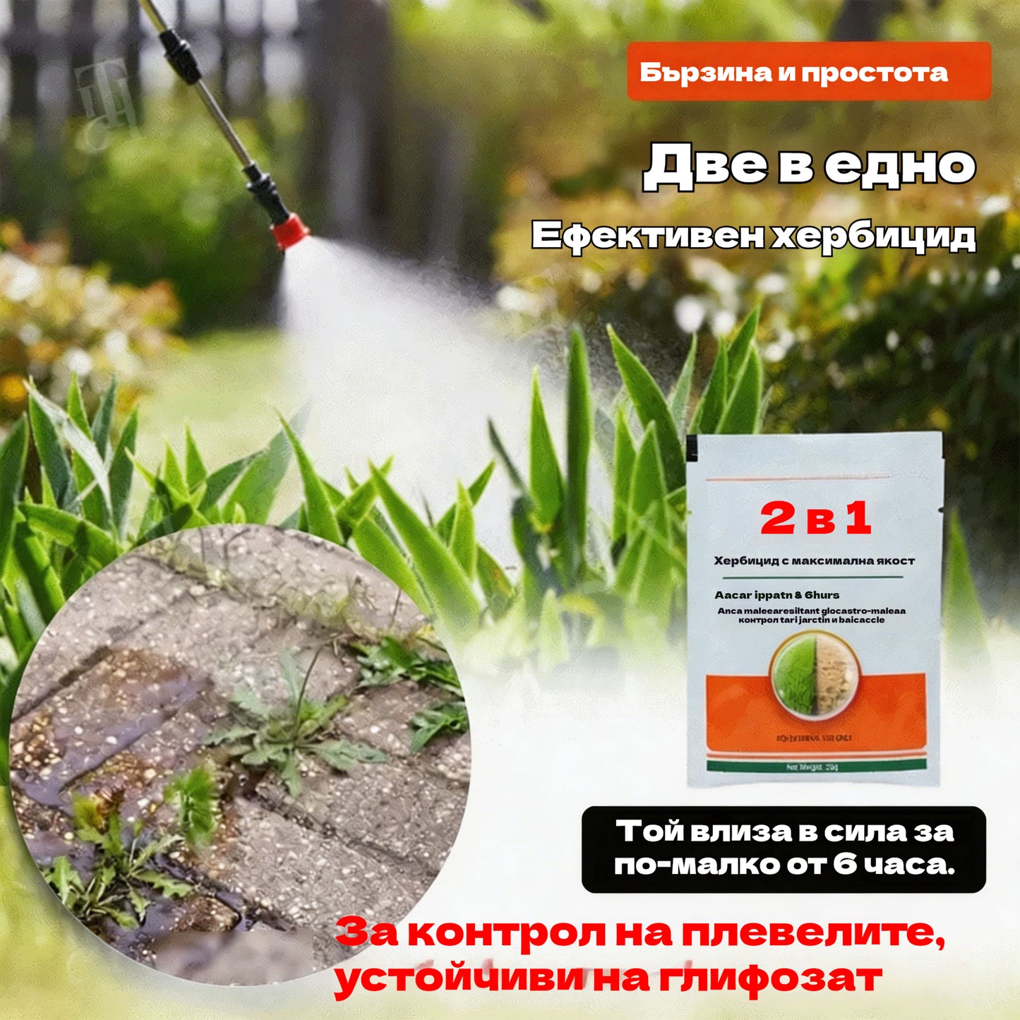 🌿🌿【3 торбички】🔥 2 в 1 високоефективен хербицид | Действа след 6 часа, елиминира устойчиви на глифозат плевели