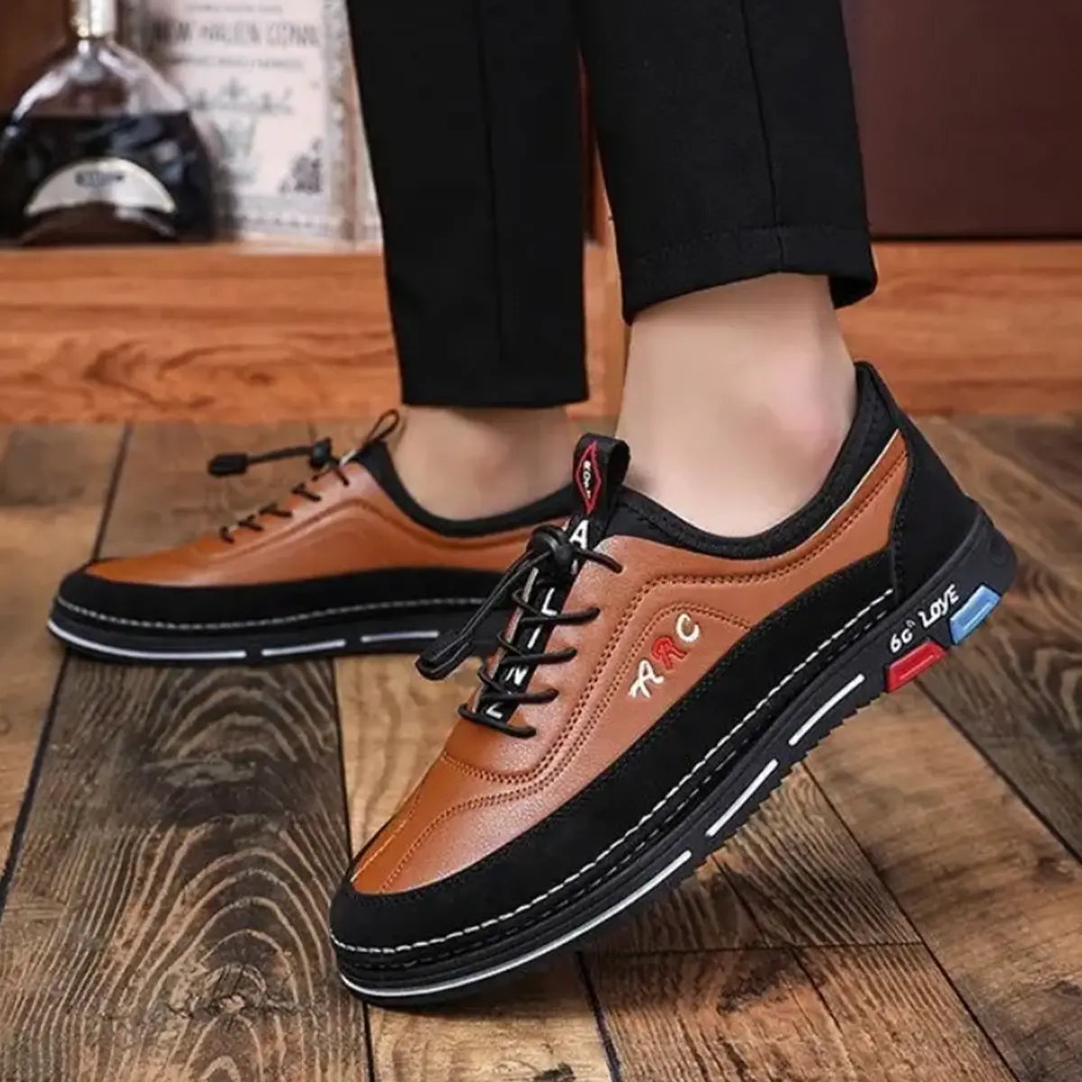 【39-48】Los zapatos de negocios casuales para hombre están hechos de cuero impermeable y resistente a las manchas con una suela suave para un uso cómodo. 4290614