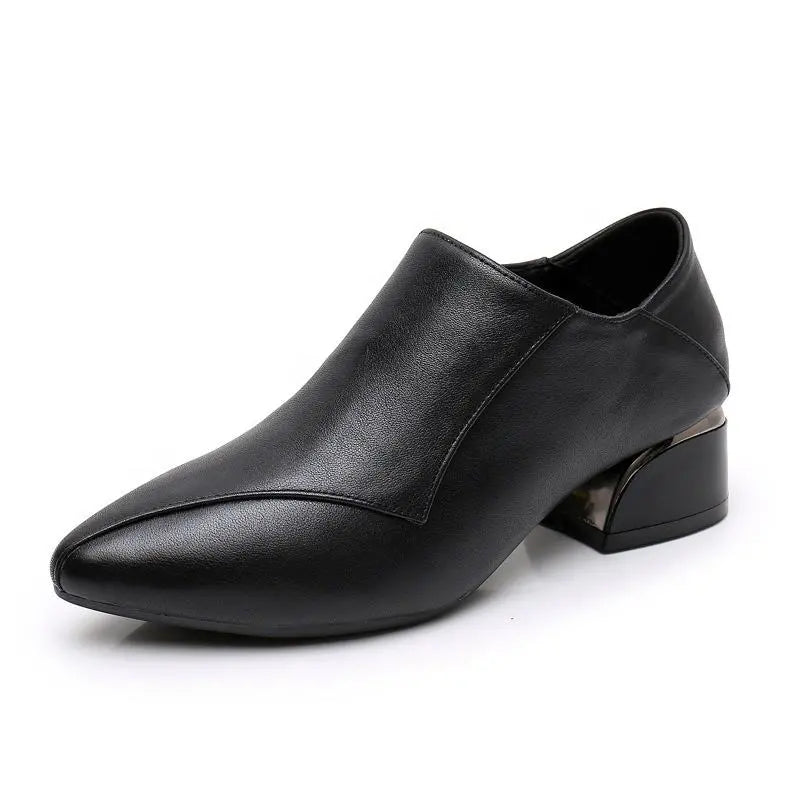 【35–40】Modne damskie buty z miękkiej skóry – miękka podeszwa, niski obcas, wygodne na co dzień