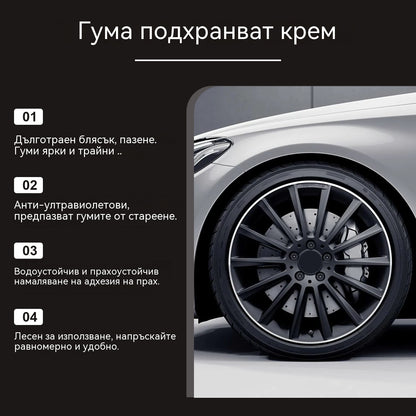 Купете 2 и получите 2 безплатно✨ Висококачествен восък за почистване и полиране на джанти 🚗 Придава на гумите незабавен нов вид | Наситен черен блясък, дълготрайна защита