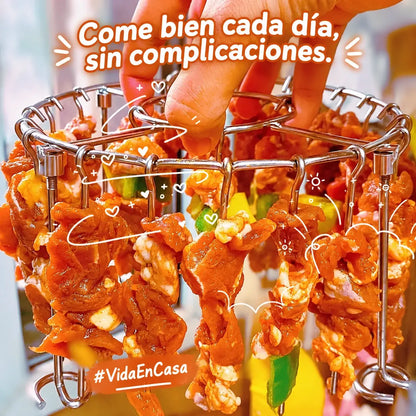 🍖🍗Parrilla de acero inoxidable 304 con 24 brochetas para horno freidora de aire