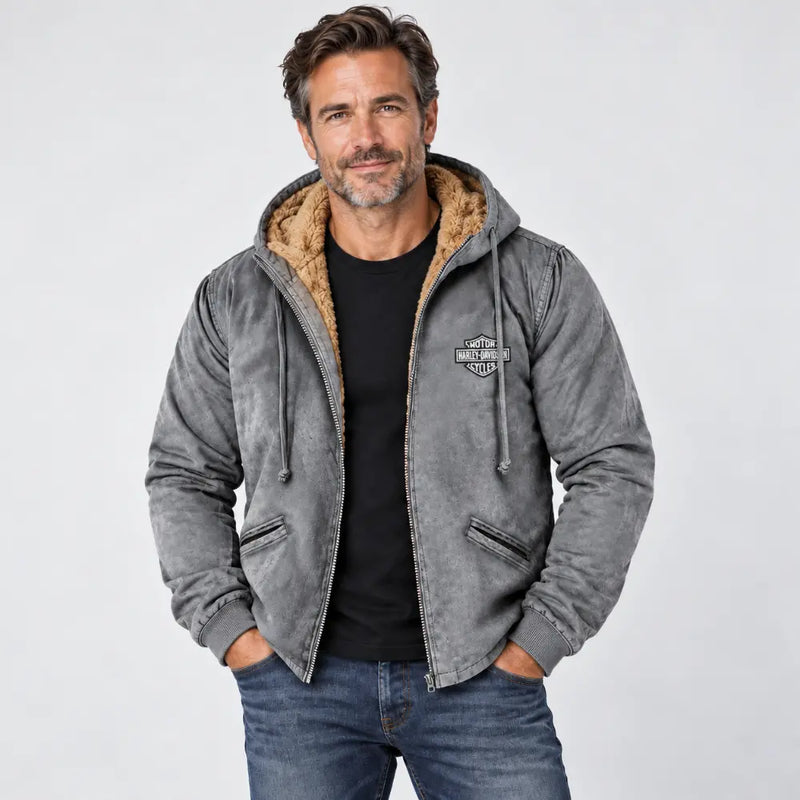 Chaqueta con capucha para hombre nueva 2026: gruesa y afelpada, resistente al frío y cálida