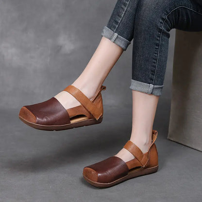 🔥👡【35-40】😇Ženske ravne sandale, retro četvrtasti vrh, od prvog sloja kože, nova ljetna kolekcija