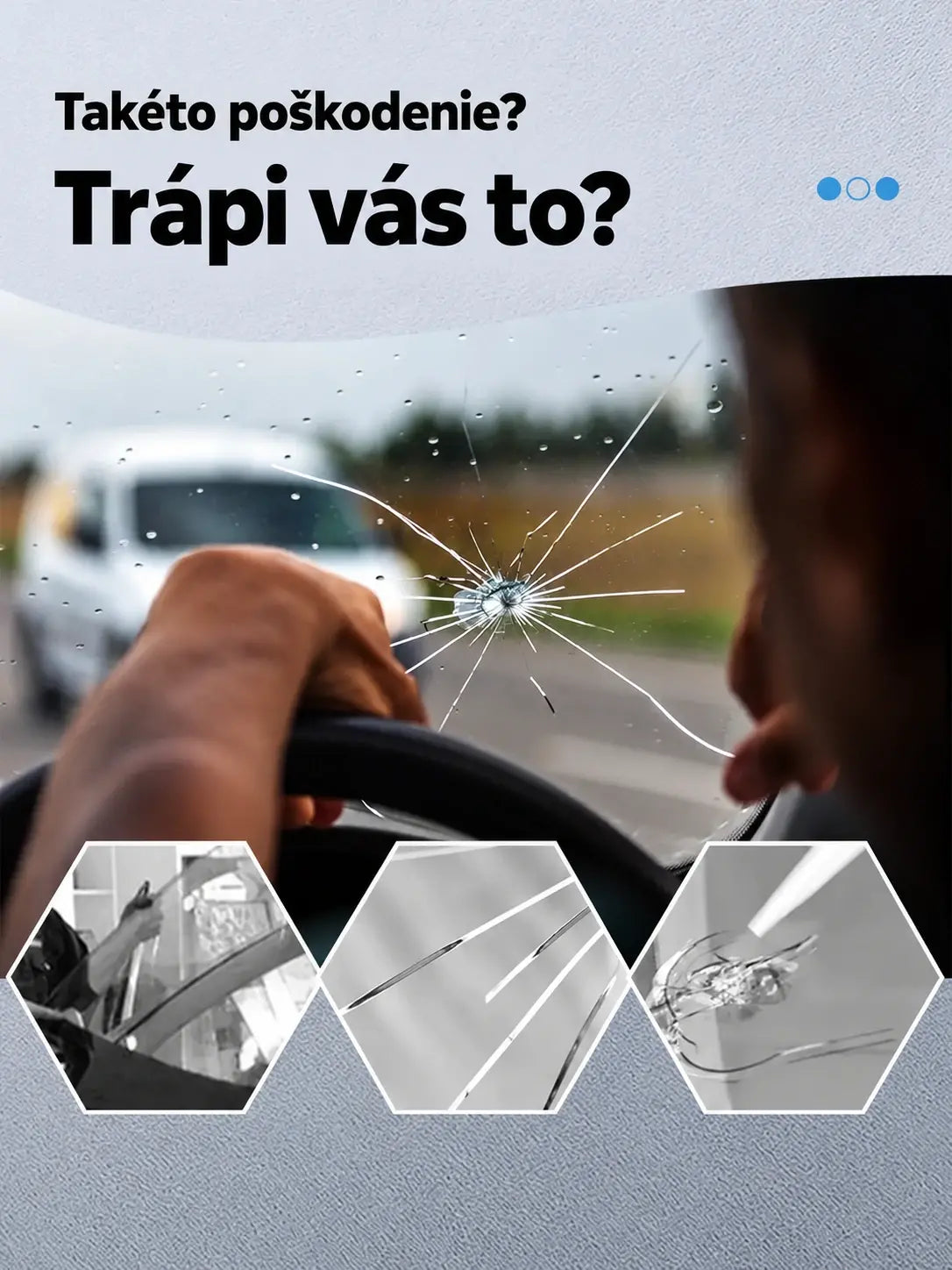 🚗【3-dielna súprava】Opravná živica na čelné sklo na opravu drobných prasklín a poškodení od kamienkov -