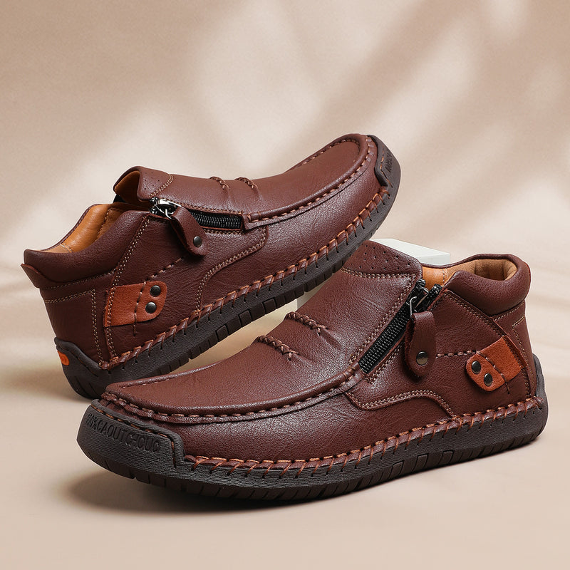 👞🛒 Męskie, ręcznie robione, skórzane, wsuwane buty do jazdy samochodem – szeroki nosek, wsparcie łuku stopy