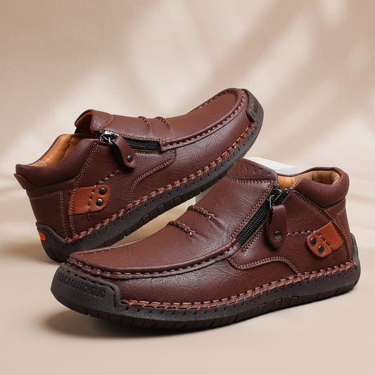 👞🛒 Męskie, ręcznie robione, skórzane, wsuwane buty do jazdy samochodem – szeroki nosek, wsparcie łuku stopy