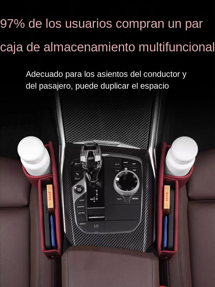 ✨ Nuevo Modelo 2026: Organizador de Cuero Vacuno para Asiento de Coche (Espacio del Asiento)
