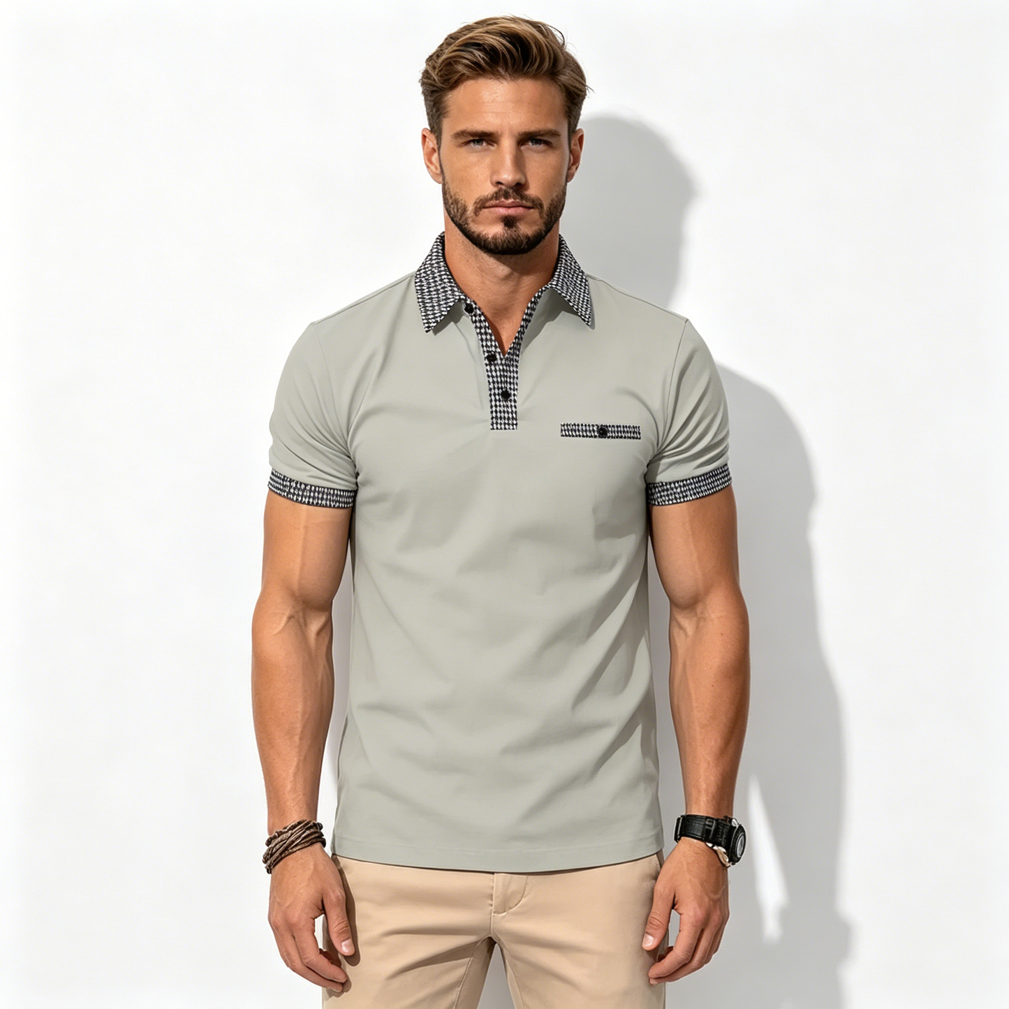 Promocja na 2026 rok【S-3XL】Letnia męska bluza polo z guzikami i blokiem kolorów