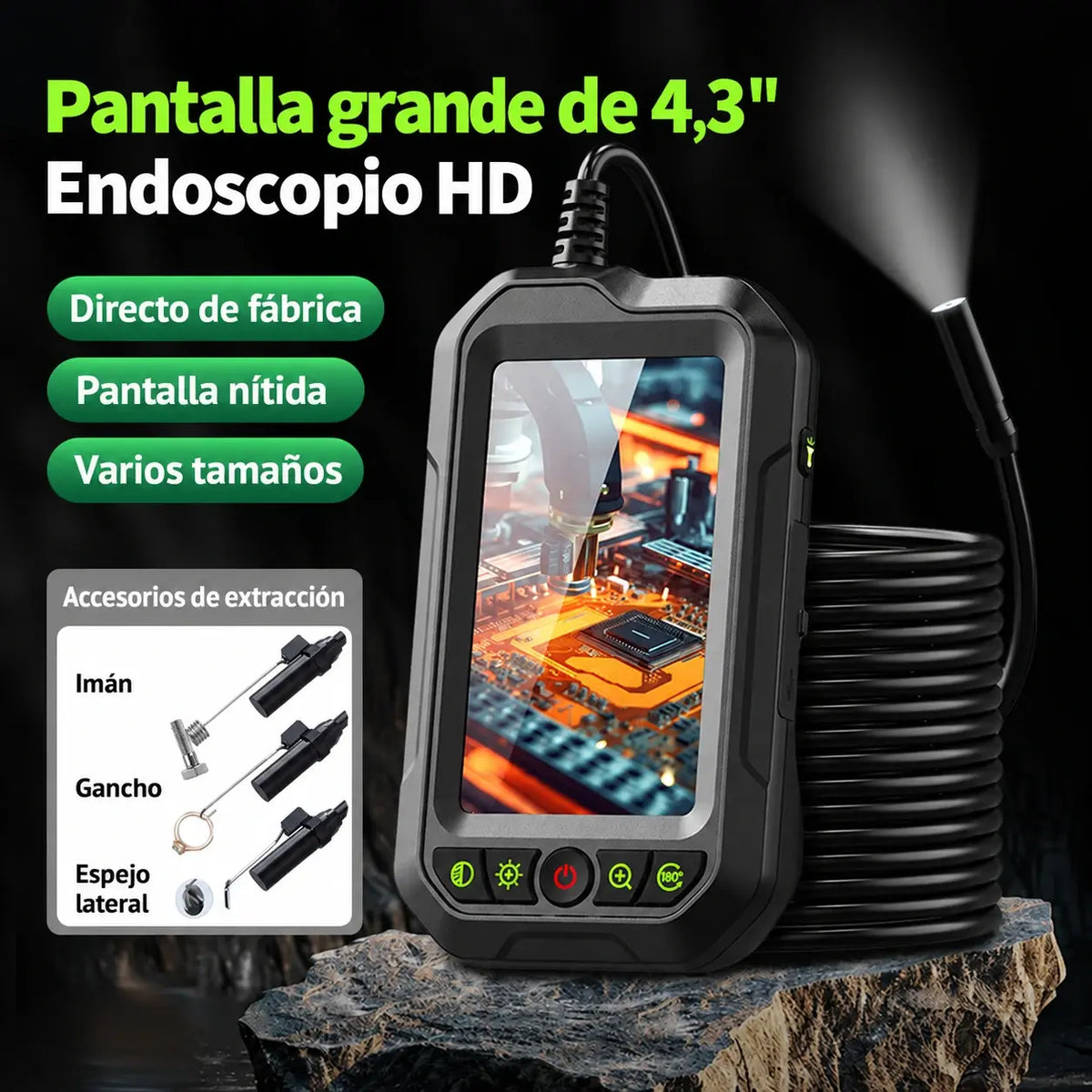 🔍 Oferta por tiempo limitado: ¡50 % de descuento! ✨ Cámara endoscópica portátil HD 1080p con pantalla de 4,3" – Impermeable (IP67), inspección precisa y batería de larga duración ✨