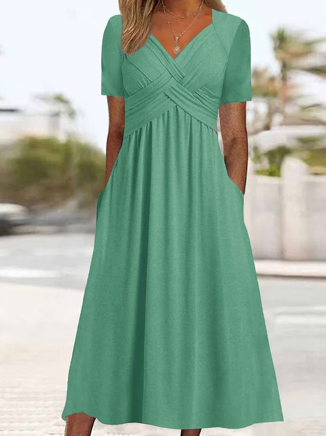 🔥💕🔥【S-3XL】2025 Rochii ocazionale de lungime medie la modă Pure Color