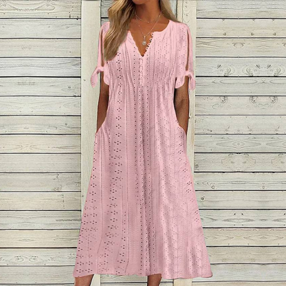 💋【🏆Más vendido】Vestido sencillo de mujer plus size en color liso, suelto y casual.