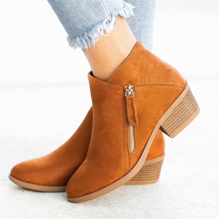 【🌟Must-have na jesień i zimę】👢💃 Ciepłe botki z zamszu z grubą podeszwą