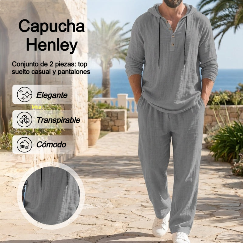 📢📢 50% DE DESCUENTO 🔥 Conjunto de dos piezas para hombre: top holgado con capucha y pantalón ✅ Pago contra reembolso