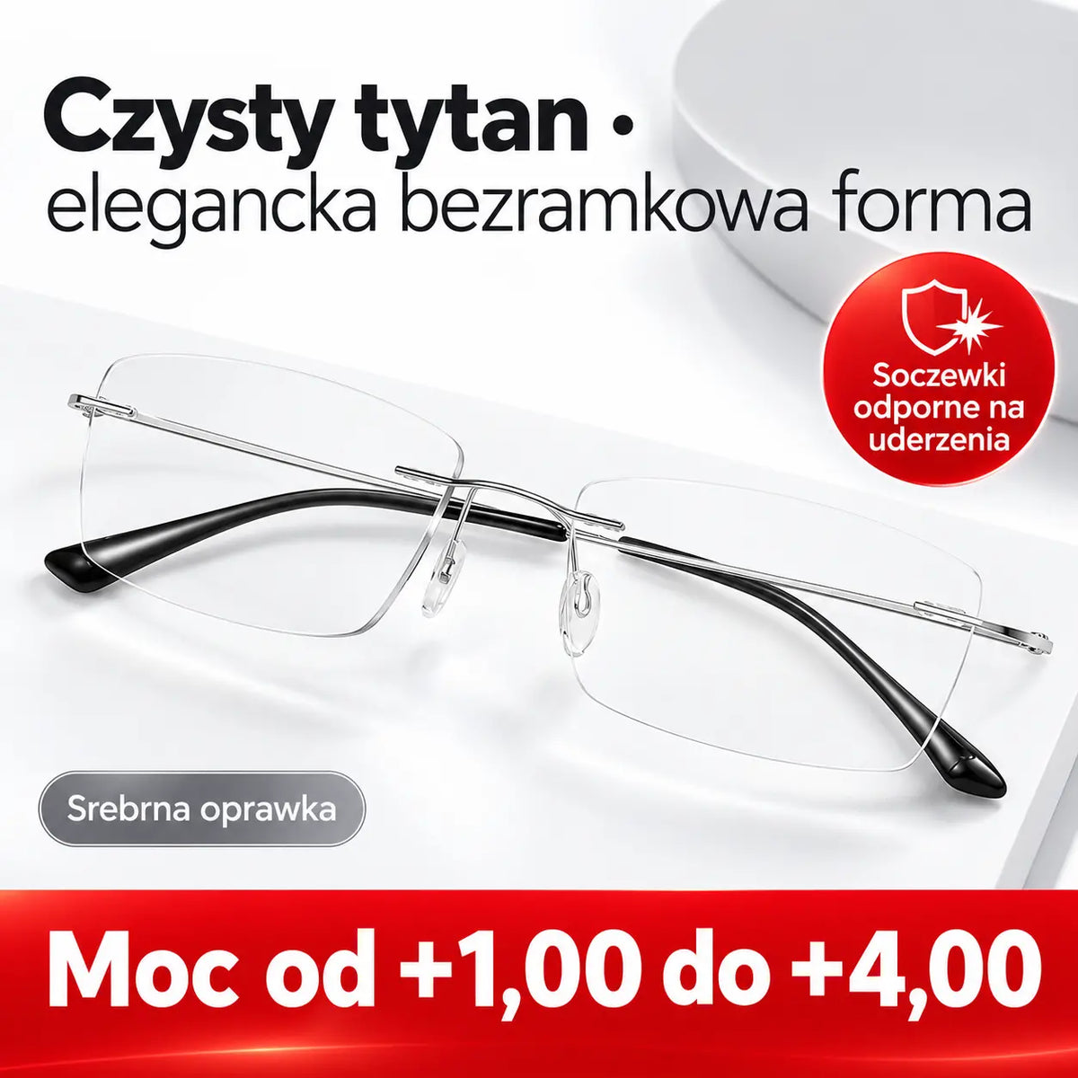 👓 Wysokiej jakości okulary bez oprawek – wyjątkowo lekkie, zapewniające wyraźne widzenie, z filtrem światła niebieskiego. Model unisex.