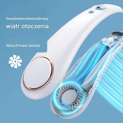 Wentylator na szyję z funkcją chłodzenia – wyjątkowo cichy, przenośny i obracany o 360° – idealny na lato
