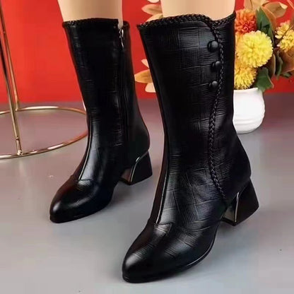 🍂【35-40】2025 nuevas botas de cuero de cachemira de otoño e invierno.