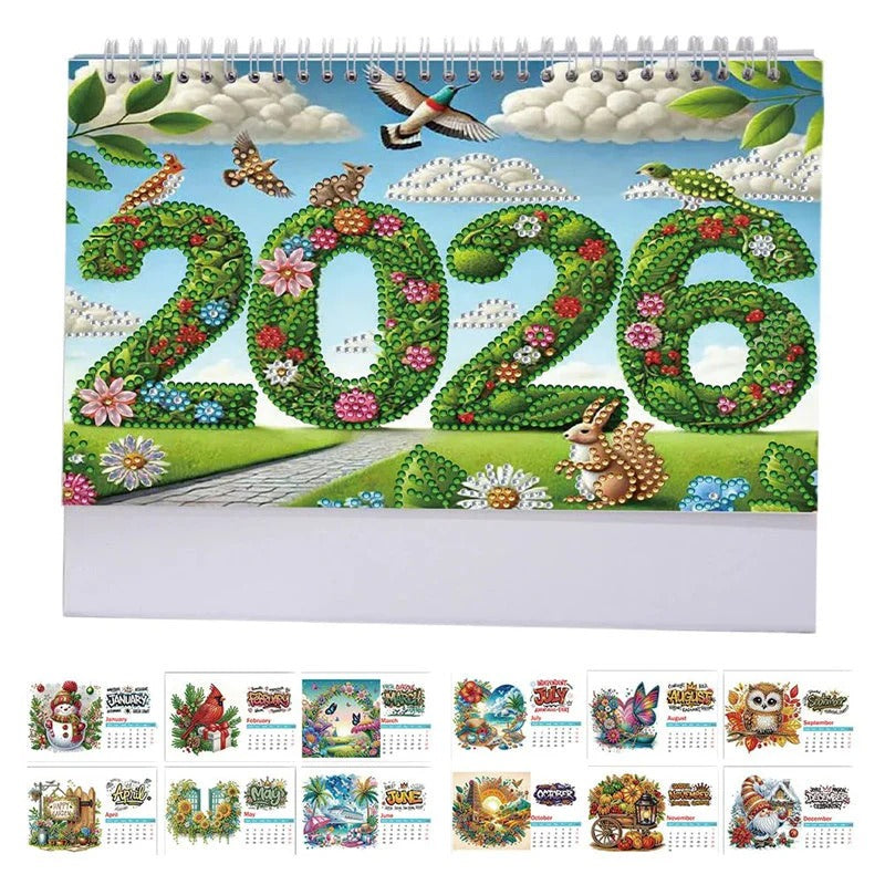 🥰🥰 Nuevo calendario 2026, calendario de 13 páginas, pintura de diamantes, DIY, diamantes de imitación hechos a mano