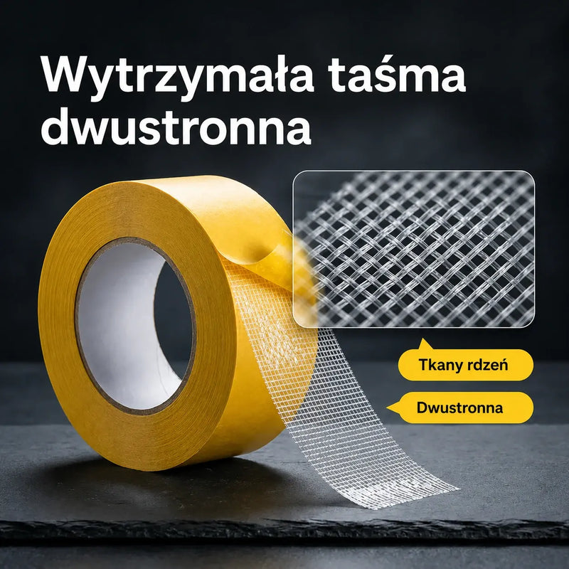 2 sztuki【30 mm × 10 m】Mocna dwustronna taśma klejąca do mocowania dywanów, antypoślizgowa i wodoodporna, nie pozostawia śladów, tkaninowa taśma z siatką wzmacniającą