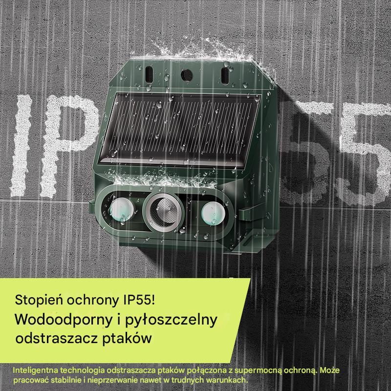 【30% OFF】🔥Odstraszacz ptaków ultradźwiękowy zasilany energią słoneczną do użytku na zewnątrz z migającym światłem podczerwonym, z czerwoną i niebieską diodą LED