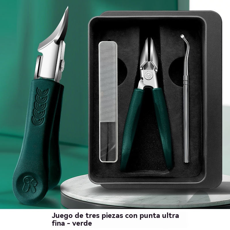 🔥【Modelo 2026】🔥 Cortaúñas antisalpicaduras con borde inclinado de 25° (juego de 3 piezas)