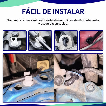 🚗(1 paquete contiene 150 unidades)🔧 Juego de clips de plástico universales para varillas de soporte de amortiguadores de coche