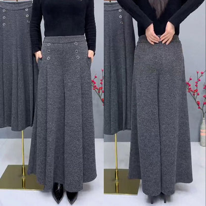 ✨🤩【XL-4XL】Debele i tople vunene culottes hlače😚 široke i rastezljive hlače sa širokim nogavicama