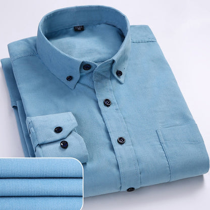 👔👔【S-6XL】Ежедневна мъжка риза от памучно кадифе с дълъг ръкав с голям размер