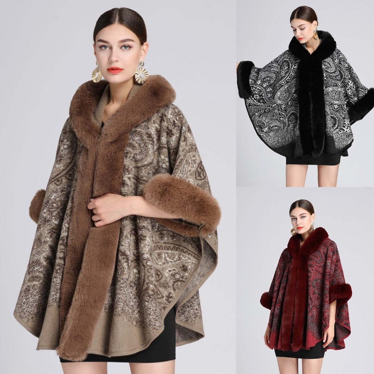 🍁✨【40-85 кг】 Ново есен/зима 2025, вълнено палто с качулка и яка, големи размери