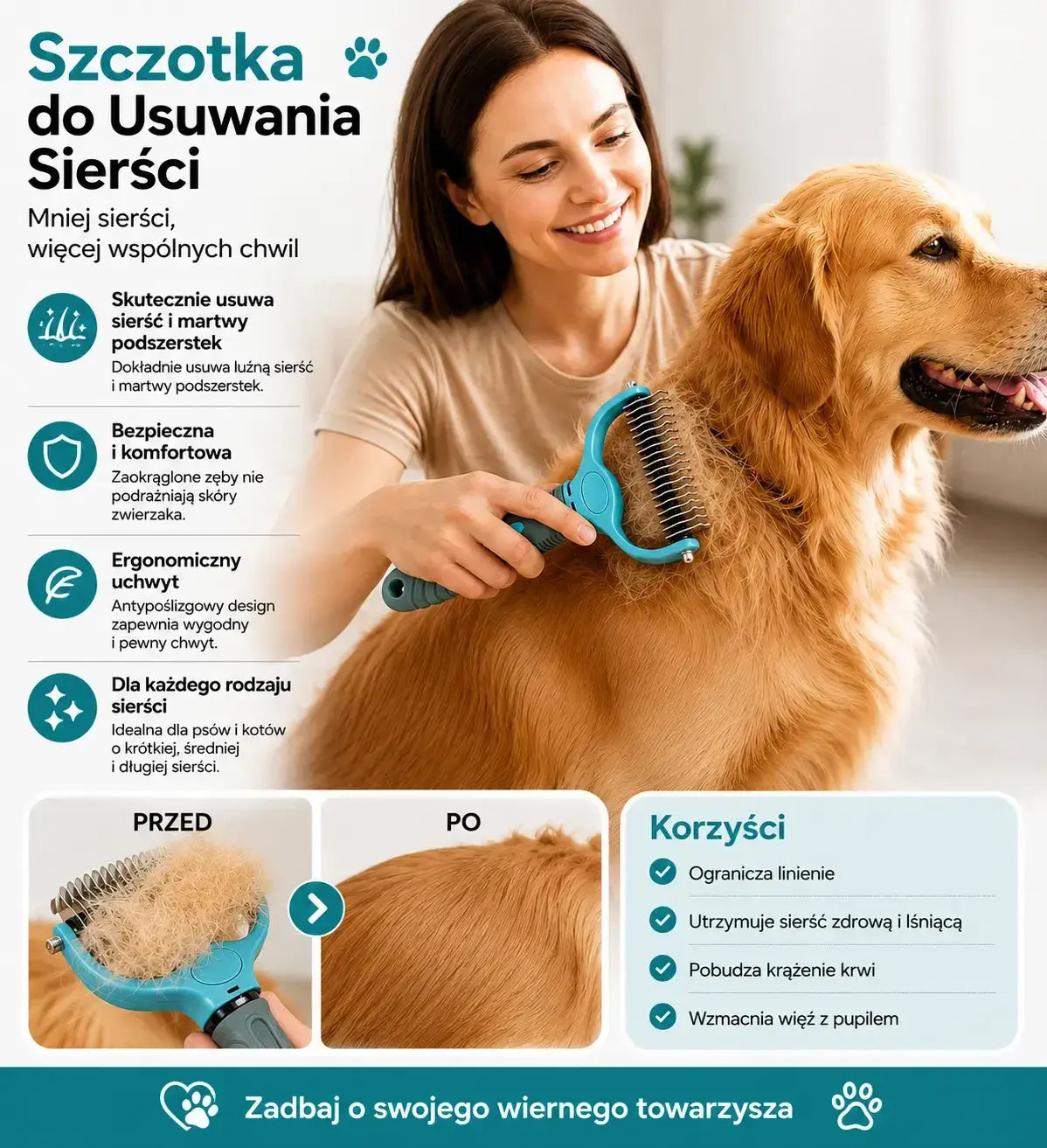 50% OFF🐾 Usuń Martwą Sierść w Kilka Minut -  Profesjonalna Szczotka do Pielęgnacji
