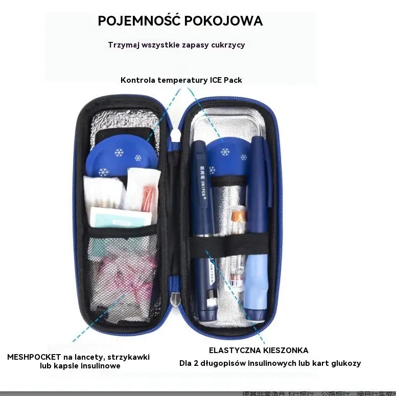 【Płatność przy odbiorze】Etui-lodówka podróżna na insulinę z wyświetlaczem temperatury