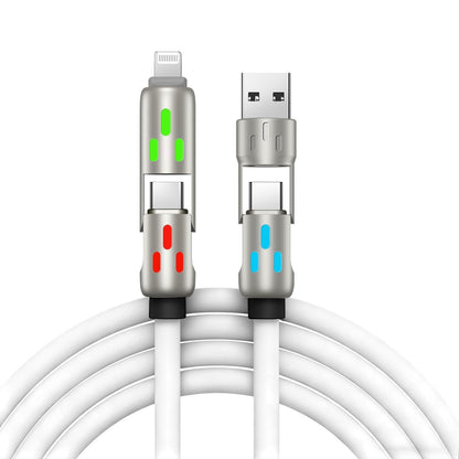 🔥 【2 sztuki za 99 zł】 🔥 (długość 2 m) Kabel 4 w 1 PD 240 W – szybkie ładowanie USB-C, Lightning i USB-A, aluminium i silikon, synchronizacja danych ⚡📱