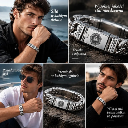 ⌚🕉️ Męska bransoletka w stylu retro z motywem pokoju i sześciosylabową mantrą – personalizowany wzór o wyjątkowym charakterze, symbolizujący spokój i pomyślność.