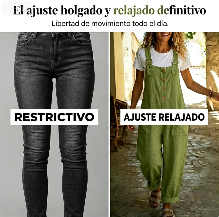 ⏰🔥 ¡Oferta Especial 50% OFF! 👖 Peto Casual de Mujer – Corte Holgado y Botones Elegantes para Comodidad Total 🌸✨