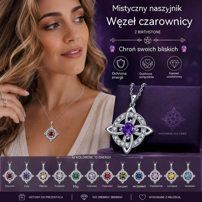 🔮Naszyjnik z węzłem czarownicy i kamieniem szlachetnym 🔮💞 Chroń swoich bliskich