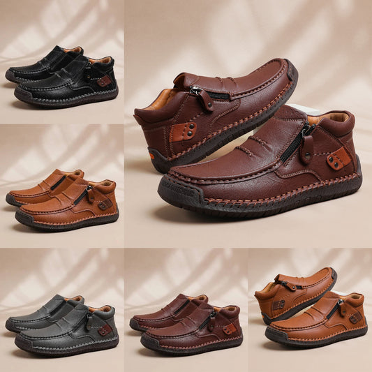 😎💥【38-48】Ανδρικές μπότες οδήγησης, από δέρμα υψηλής ποιότητας, χειροποίητες, χωρίς ολίσθηση - φαρδιά δάχτυλα, στήριξη στην καμάρα