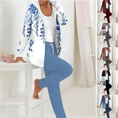 【🏆️Producto más vendido】🔥Nuevo estilo Otoño Invierno estampado casual conjunto de dos piezas manga larga + pantalones largos