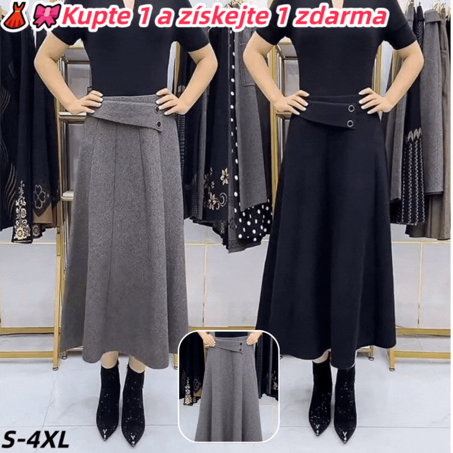49%OFF👗🎀【S-4XL】Jesenná/zimná vlnená midi sukňa
