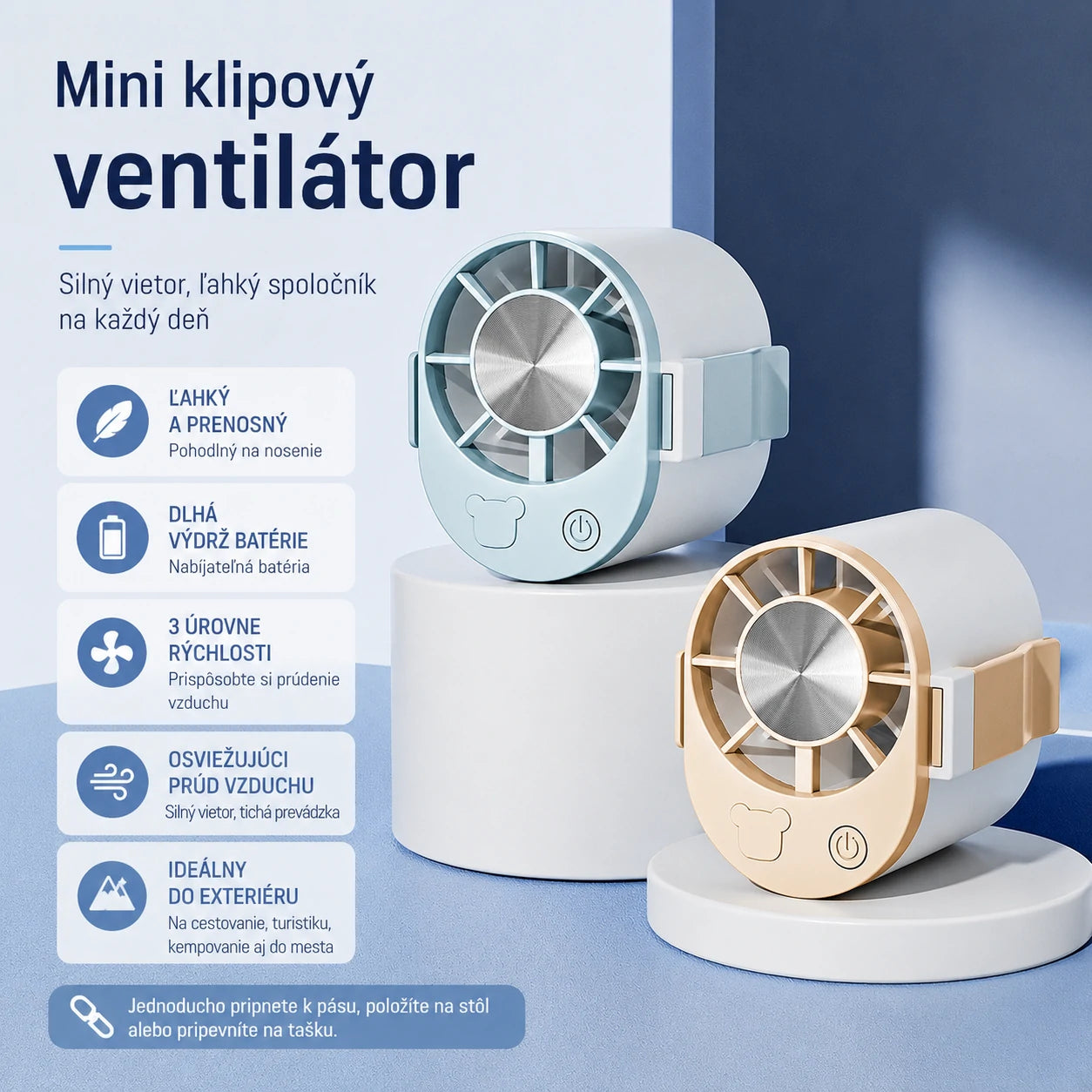 🔥【Kúpte 1 a získajte 1 zadarmo】🌀 Mini vysokorýchlostný ventilátor pripínateľný na opasok.