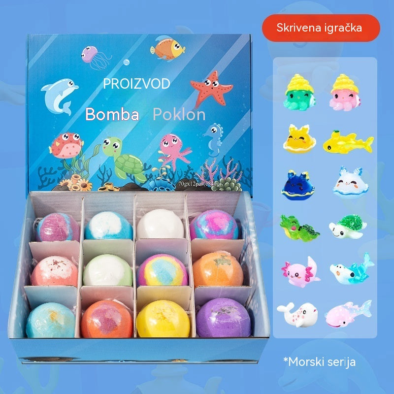【12 komada 36 eura】Set od 12 kuglica soli za kupanje u obliku morskih životinja (60 g svaka) za djecu.